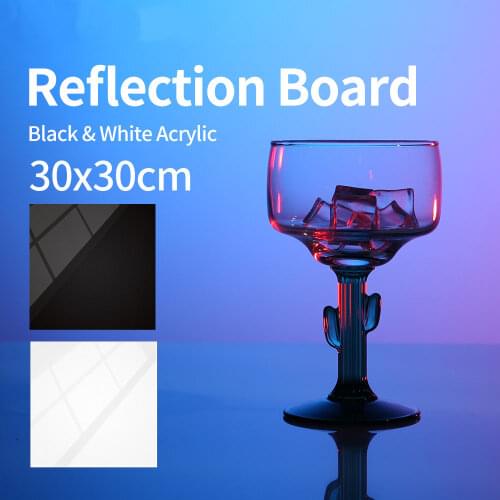 30x30cm Black & White Reflective Acrylic Display Boards for Tabletop Product Photography Reflective Matte Flat Finish Background