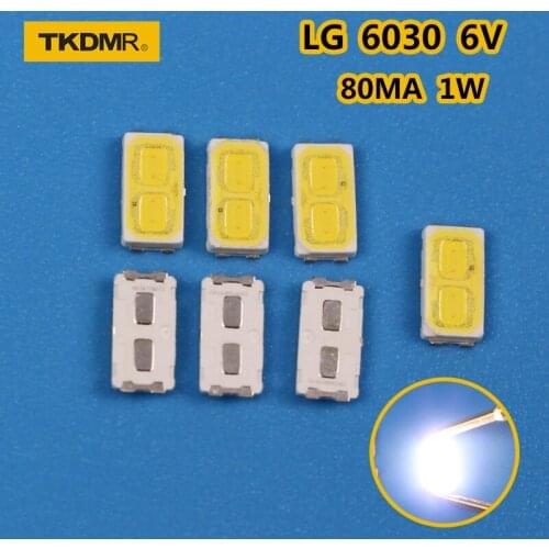 TKDMR 50pcs/LOT LG SMD LED 6030 6V 1W Cold White For TV Backlight LED Beads free shipping