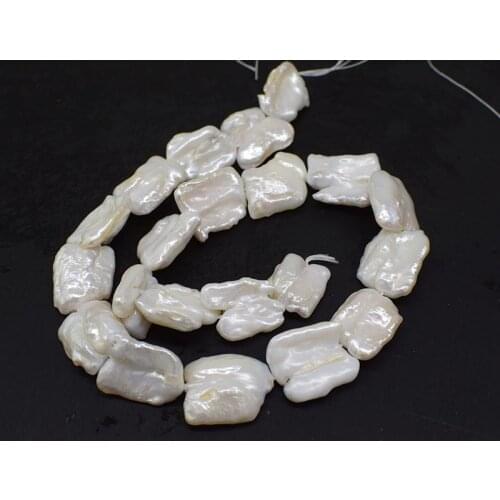 Unique freshwater pearl white biwa rectangle baroque 18-22mm 40cm FPPJ wholesale nature for DIY jewelry loose beads