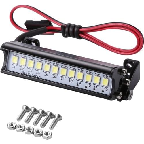 RC Car Universal 55mm 12 LED Roof Light Axial SCX10 90046 for RC Rock Crawler Truck Body Shell Lights Climbing Car Accessories