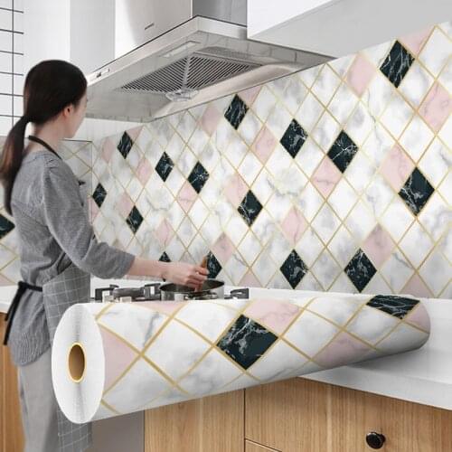 60*300cm Wallpaper waterproof and oil proof self-adhesive vinyl film for kitchen stove cabinet living room home decoration