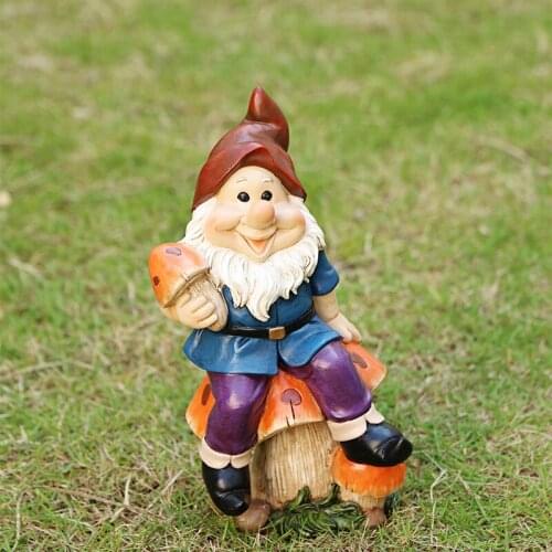 Fairy Garden Gnome Miniature Cartoon Dwarf 19cm Resin Crafts Landscape Sculpture Garden Decoration
