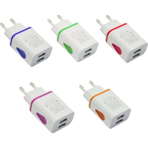 EU US Plug 2 Ports LED Light USB Charger 5V 1A Wall Adapter Mobile Phone Micro Data Charging For iPhone iPad for Samsung