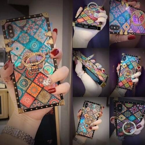 Bohemian Style Smartphone Protect Case with Ring Cell Phone Accessories Covers NK-Shopping