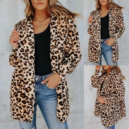 Womens Winter Jacket Fashion Leopard Faux-fur Fur Coat Warm Winter Oversized Outwear Long Coat Sexy Plus size Veste Femme