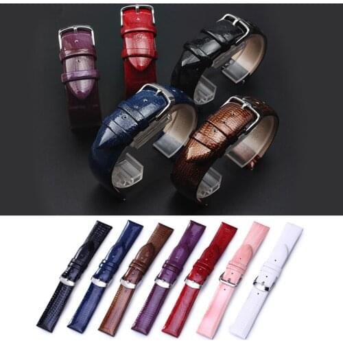 Various Widths Women Watch Band Lizard Bright Leather Watchbands Strap with Metal Buckle Wrist Band Watch Accessories