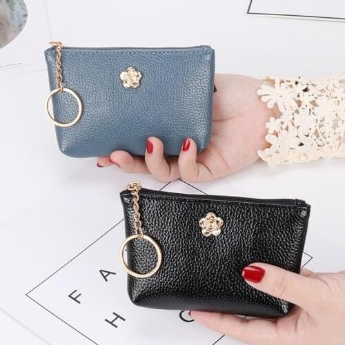 Women Mini Wallet Soft Leather Female Purse Card Holder Coin Purse Short Wallets Small Zipper Keychain Clutch Bag Lady Purse