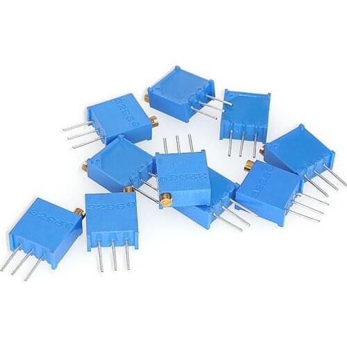 100pcs 3296W 3296 10 20 50 100 200 500 1K 2K 5K 10K 20K 50K 100K 200K 500K 1M ohm 100R 200R 500R Trimpot Trimmer Potentiometer