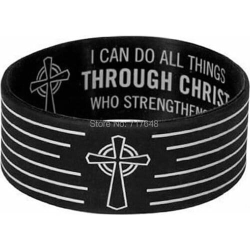 300pcs Philippians I Can Do All Things Through Christ Who Strengthens Me wristband silicone bracelets free shipping by FEDEX