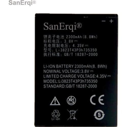 SanErqi For ZTE Battery 2300mAh Li3823T43P3h735350 For ZTE Mobile Phone Battery For ZTE N986 V975 V976 N976 U988S Geek Battery