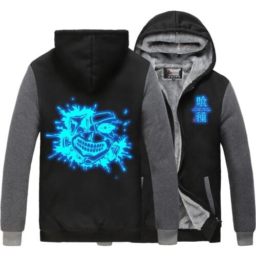 High-Q Anime Tokyo Ghoul kaneki ken noctilucent Hooded hoodie Touka Kirishima Thick Cardigan Tokyo Ghouls luminous Hoodie Jacket