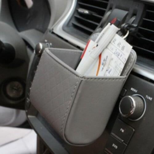 Car Storage Bag Leather Organizer Box Air Vent Dashboard Tidy Hanging Glasses Phone Holder Storage Organizer Car Accessories