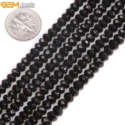 Gem-inside Natural Faceted Rondelle black Spinel Spacer beads For Jewelry Making Beads DIY 15" Christmas Gift