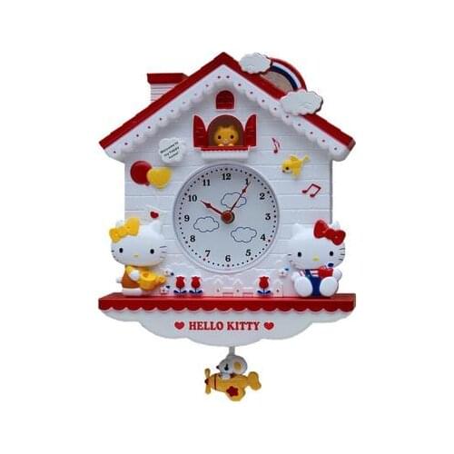 Modern art watch Cute cartoon cat KT children room children room bedroom living room wall clock watch ultra quiet
