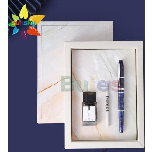 Tramol ink pen 0.5 mm Ruby blue iridium gold business office calligraphy Signature pen high grade gift box set Office supplies