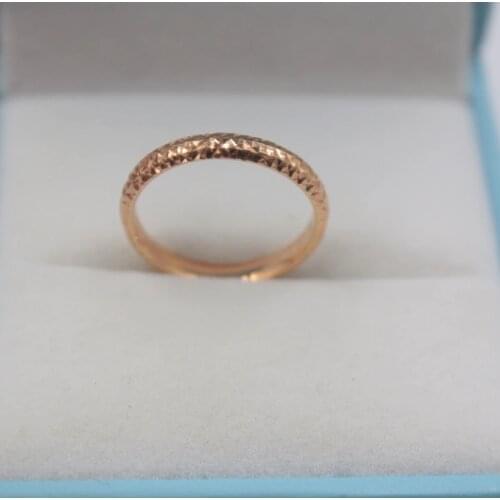 Pure Solid 18k Rose Gold Ring Women Luck Full Star Band Ring 2.5mmW 0.7-1g US5-9