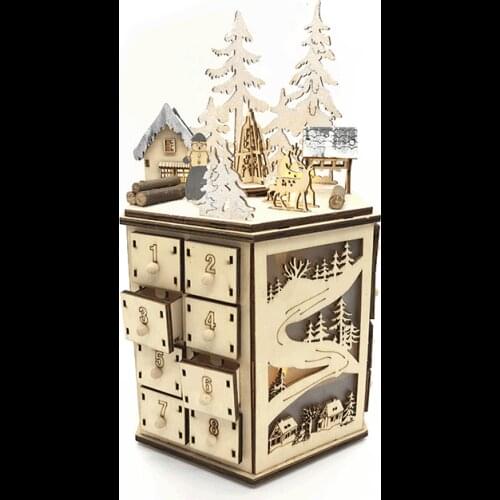 Wooden Advent Calendar Empty DIY-Pre Assembled Empty Drawers Refillable Unfinished