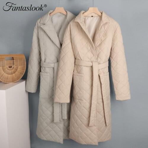 Long Down Coat Women Winter Jacket Casual Sashes Parkas Fashion Deep Pockets Tailored Collar Female Outerwear