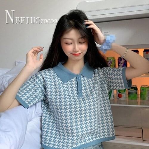 Spring Summer Korean Easy To Match Loose Knitting Women T Shirt Short Sleeve Female Tee Tops