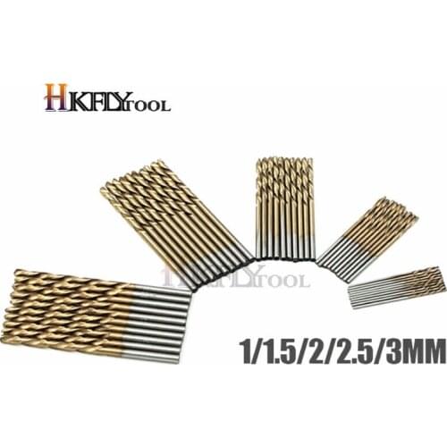 Hot Selling 50Pcs Titanium Coated Drill Bits HSS High Speed Steel Drill Bits Set Tool High Quality Power Tools 1/1.5/2/2.5/3mm