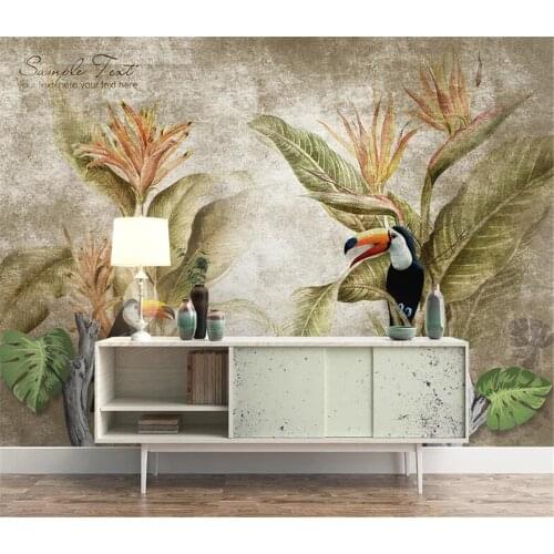 Milofi custom mural wallpaper personality Nordic retro tropical rainforest sofa TV background wall decoration painting b