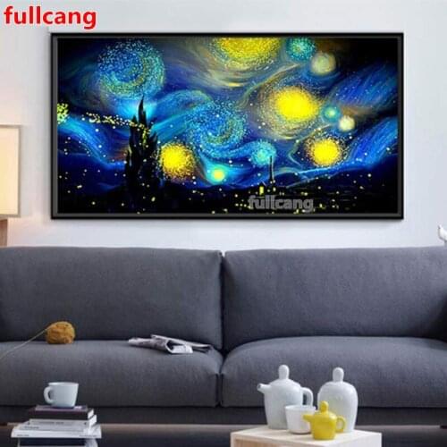 Starry Night Diy Diamond painting Cross stitch,Square Round Diamond Embroidery Mosaic Natural Scenery,Home Art,Landscape JX2103