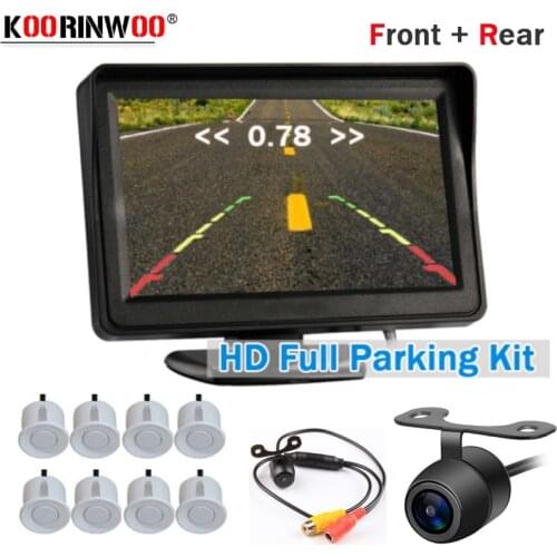Koorinwoo Parktronic Video parking sensor Buzzer with Camera Front Car Display TFT Reverse Camera Show Distance Black/white/Grey