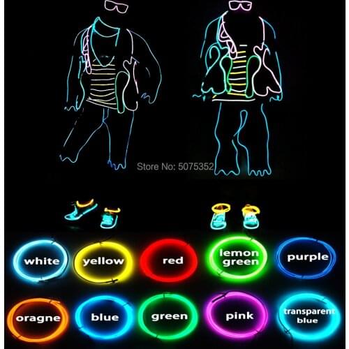 Colorful Dance Neon LED Luminous Costume Night Club Disco Music Festival Payday Performance Costume Waterproof EL Cable Clothes