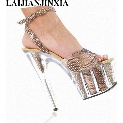 LAIJIANJINXIA New Sexy 15 CM High-Heeled Sandals Nightclub Fashion Shoes Pole Dancing Shoes Model High Heels Womens Shoes