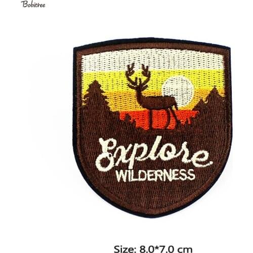 Deer Badge Size 8.0*7.0 cm Patches for Cloth Iron on Appliques Stripes Stickers for Cloth Jacket Backpack Decoration