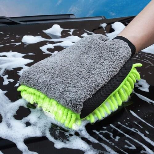Car Wash Glove Coral Mitt Soft Anti-scratch for Car Wash Multifunction Thick Cleaning Glove Car Wax Detailing Brush Color Random