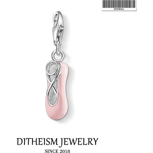 Pink Ballet Slipper Charms Pendant,2020 Spring Brand New Fashion Jewelry 925 Sterling Silver Trendy Gift For Women Fit Bracelet