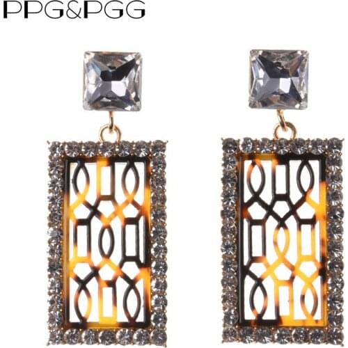 PPG&PGG Square Dangle Earrings Boho Statement Earings Bohemian Geometric Fashion Women Jewelry Punk Resin Drop Earrings