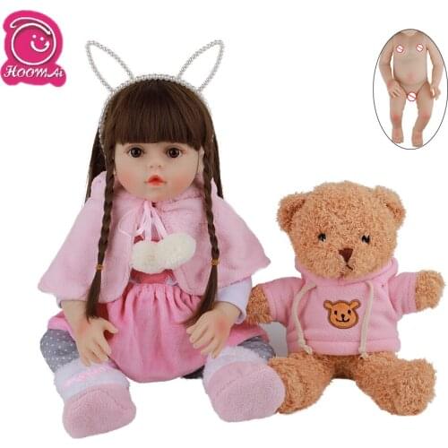 Hoomai 48CM Realistic Newborn Princess Baby 18 '' Full Silicone Body Lifelike Bebe Reborn Dolls For Children Birthday Gift Toy