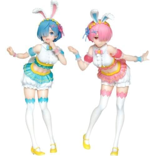 Rem Ram Rabbit From Zero Hand-Made Ornaments Japanese Anime Figure Dolls Rem Ram Model Ornaments Pvc Model Cartoon Toys