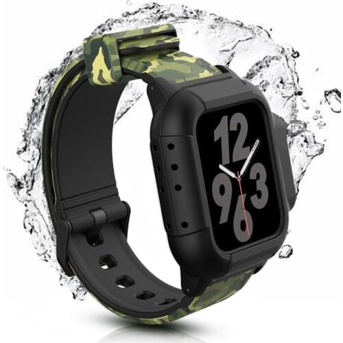 Camouflage Personality Strap for Apple Watch 6 Band 44mm 40/42mm Waterproof Case Sport Bracelet Cover for iWatch Series SE/5/4/3