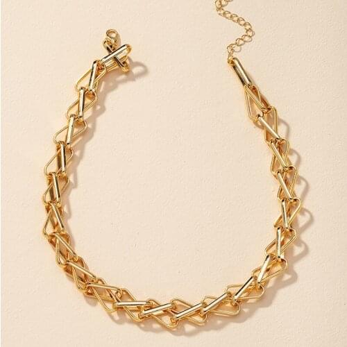 TARCLIY Trendy Geometric Paper Clip Necklace Punk Thick Chain Simple Oval Link Necklace Unique Design Women Gift Jewelry 2021