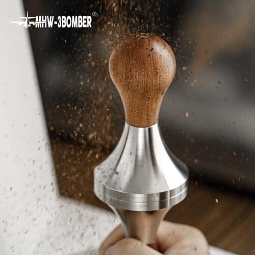 MHW-3BOMBER Coffee Tamper 58.35mm SunnyDoll Solid Wood Stainless Steel Barista Tools Accessories Reusable Tamping Latte Breville