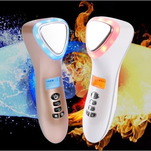 LED Hot Cold Hammer Ultrasonic Cryotherapy Facial Lifting Vibration Massager Face Body Spa Import Export Beauty Salon Machine