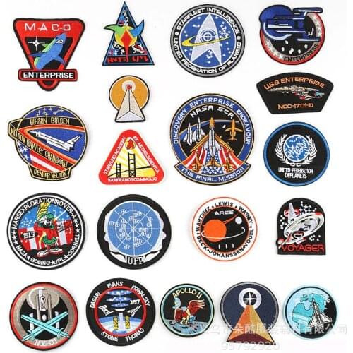 High Quality Space Apollo Military Force Theme Iron On Embroidered Clothes Patches For Clothing Stickers Garment Wholesale