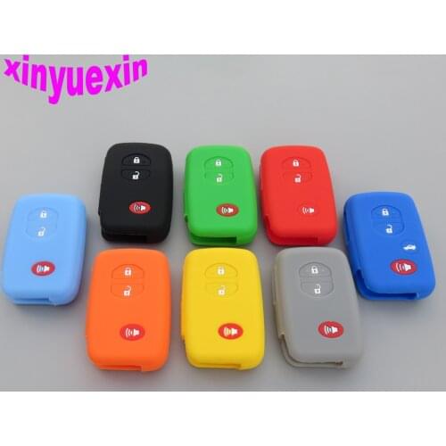 Xinyuexin Silicone Car Key Cover Case For Toyota Highlander Prado Crown Land Cruiser Prius Vitz Key Car-styling Jacket 3 buttons