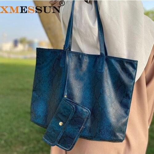 XMESSUN Women Shoulder Bag Snake Leather Shopping Bag Fashion Women Handbags Casual Large Capacity Tote 2021 New Trendy Bags