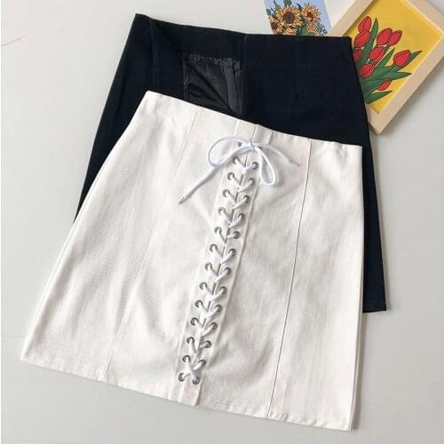 Front Lace Up Skirt Buckle Bandgae Sexy Wrap A Line Skirt Bodycon Sexy High Waist Bodycon Short Skirts For Womens