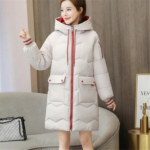 2021 Winter Fashion New Mid-Length 7-Color Loose Hooded Long-Sleeved Thick Warm Cotton Jacket Women Trendy H229