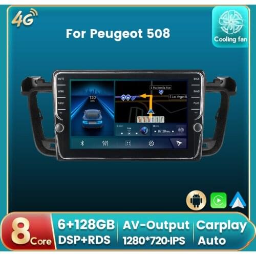 2 DIN Android 11 Stereo for Peugeot 508 2011 2012 2013-2018 4G LTE 6+128G DSP Car radio Multimedia GPS Navi Player Unit Carplay