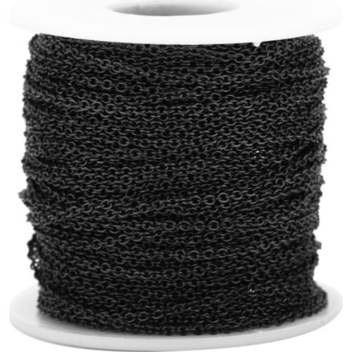 2MM wholesale Women black tone Solid Stainless Steel Strong O Rolo chains for bracelet necklace making