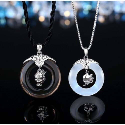 2021 New S925 Sterling Silver Pendant Sun And Moon Guardian Necklace Couple Dragon And Phoenix Clavicle Chain