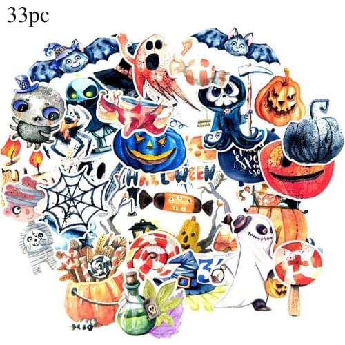 33pcs Hand Account Halloween Stickers Pack Otebook Scrapbooking Decoration Handmade Stationery Diy Office Stickers Planner P0D7