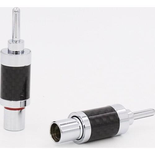 4 pcs VB409CR High Quality Carbon Fiber Series Rhodium Plated Banana Connector For Speaker Wire DIY