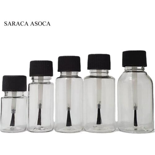 5ml10ml Transparent Plastic PET Brush Bottle With Black Cap And White Cap Small Sample Bottle Glue Bottle With Brush
